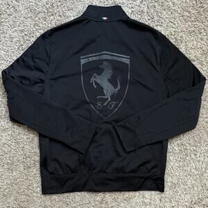 Puma x Ferrari Big Logo Full Zip Black Jacket Racing Tracksuit Men’s Size Medium